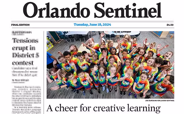 Young Innovators on front page of Orlando Sentinel